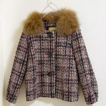 노블 자켓 트위드 폭스 퍼 엘레강트 겉옷 2way