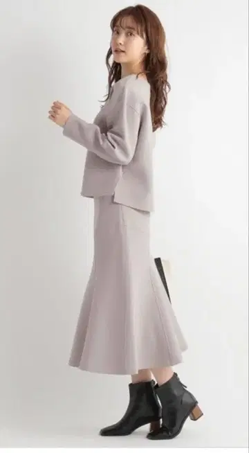 [ Andemiu ] 종이 플레어 스커트 Free 그레이 허리밴딩