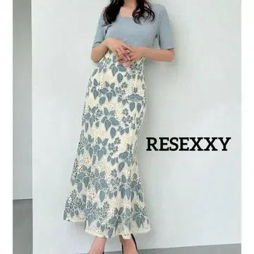 RESEXXY 리젝시 레이스 도킹 컷 머메이드 원피스 블루