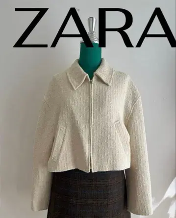 ZARA 아이보리 트위드 숏 자켓 새상품급