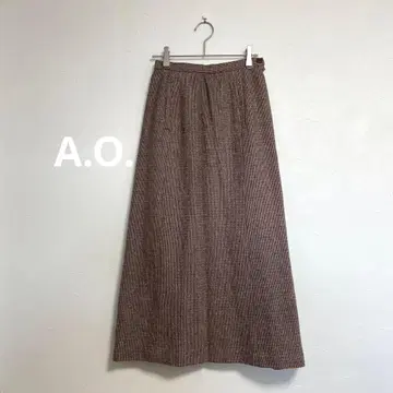 아츠키 오오니시 A.O. 체크 스커트 울 브라운 여성용 M