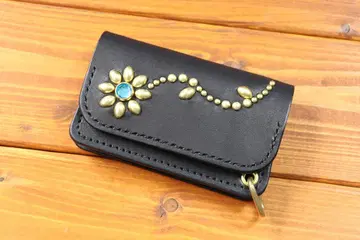 플라워 스터드 미니 트래커 지갑  타원형 고리 포함