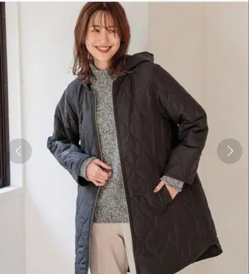 GLOBAL WORK 라이트 웜 퀼트 롱 코트 블랙 M