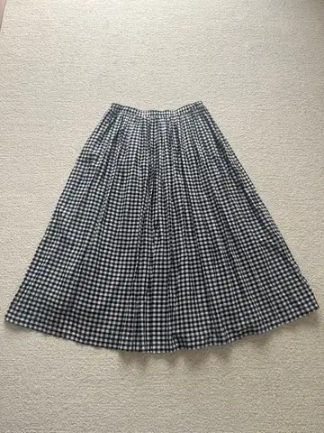 OMEKASI 깅엄 체크 롱 스커트 면 100%