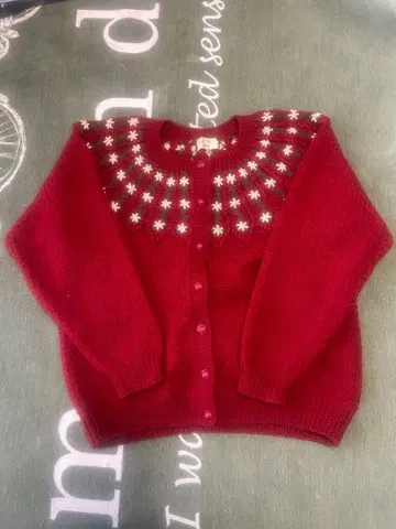 블루베리 팜 빨간색 니트 가디건 블루베리 팜