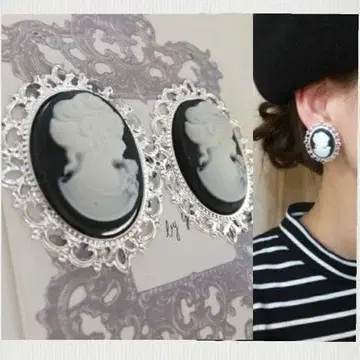 228*빅 사이즈! 블랙 카메오 앤티크 실버 어른 모드 캐주얼