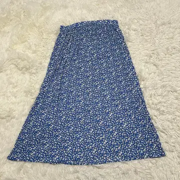 택 포함 새상품 ZARA 자라 작은 꽃 플리츠 롱 스커트 플레어 블루