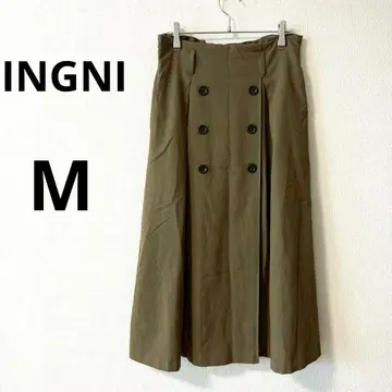 잉그 롱 스커트 M 카키 허리 뒷부분 밴딩 A라인 실루엣