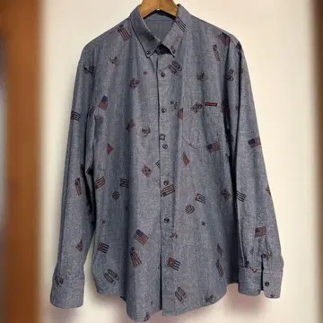 PAPAS 미국 국기 프린트 긴팔 셔츠