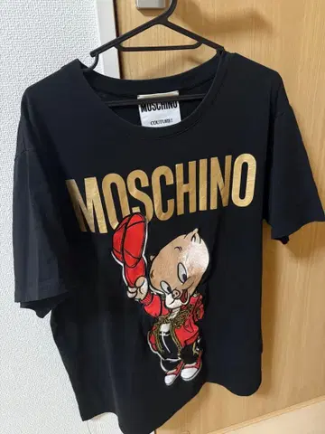 MOSCHINO 캐릭터 자수 T셔츠 블랙 L