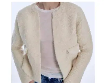 ZARA 부클 니트 블레이저 (에크루)