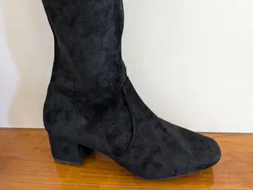 블랙 스웨이드 니하이 부츠 L 사이즈