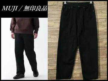 G2 ZN20 새상품급 무인양품 코튼 와이드 블랙 데님 팬츠 W31