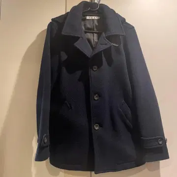 울 네이비 피코트