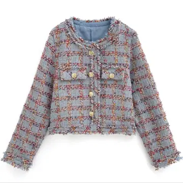 GRL 그레일 라메 트위드 노카라 자켓[gn357]