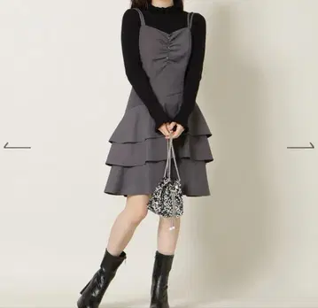 WILLSELECTION 더블 스트랩 비대칭 원피스