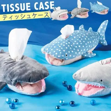 새상품 티슈 BOX를 먹고 있는 것 같은 봉제 인형 티슈 케이스 징베상어