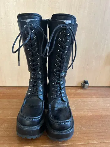 Yosuke 블랙 통굽 롱 부츠