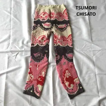 츠모리치사토 니트 팬츠 올 패턴 베이지 핑크 계열 M~L 와코루
