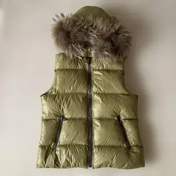 올리브 그린 다운 베스트 퍼