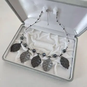 목걸이 실버 나뭇잎