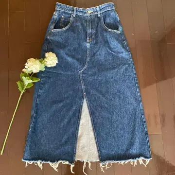 ZARA 자라 데님 롱 스커트 데미지 가공 슬릿