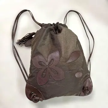 IBIZA 이비자 럭색 백 팩 냅색 브라운 가죽 꽃