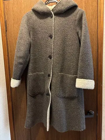 Samantha mos2 후드 부착 그레이 롱 코트