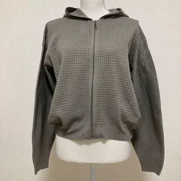 페넬 니트 후드티 아이렛 편직 모카 브라운