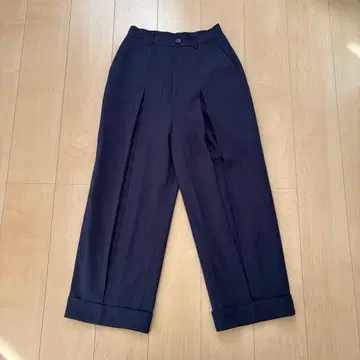 레이빔즈 2턱 와이드 팬츠 네이비