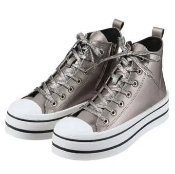 주카클럽 레이스업 스니커즈 24.5cm 메탈릭 그레이 새상품