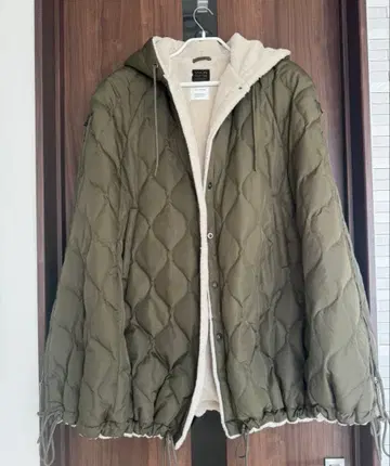 TAION 판초 카키 퀼팅 자켓