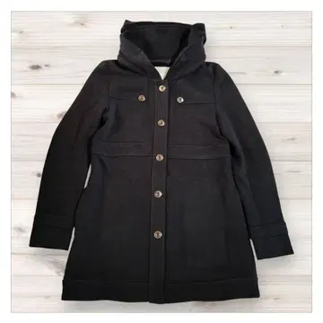 베아트리스 후드 부착 코트 울 혼방 38 M 네이비