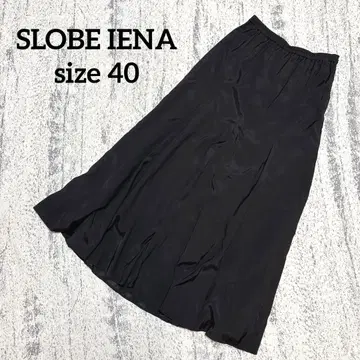 [슬로브 이에나] 롱 스커트 플레어 40 블랙 L 광택 허리밴딩