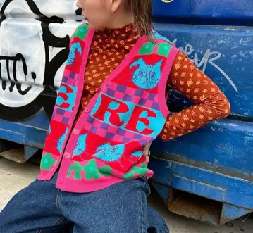 RE. 오카카 니트 베스트 핑크 미사용 새상품