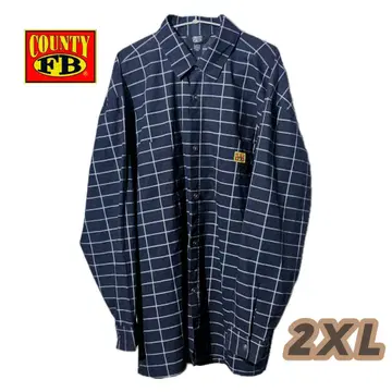 FB COUNTY 네이비 체크 플란넬 셔츠 2XL 오버 사이즈