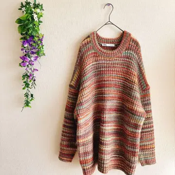 [ ZARA ] 멀티 컬러 스트라이프 니트 스웨터 빅 사이즈 [ S ]