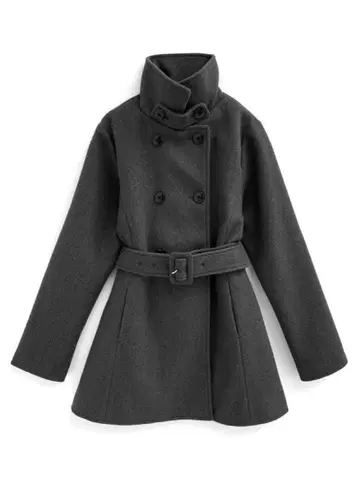 그레일 glr 벨트 포함 스탠드 카라 미들 기장 코트[ze836]