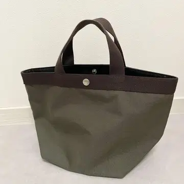 에르베샤 펠리에 핸드백 보트형 모카 카키 다크 그린