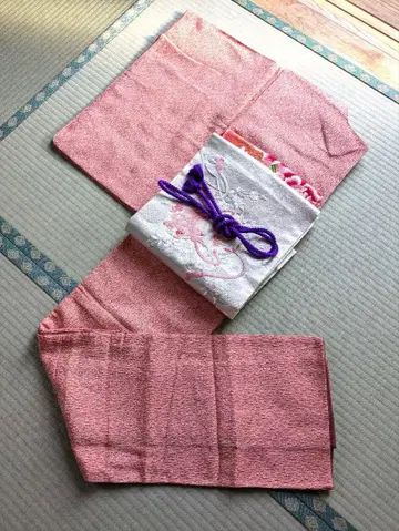 빈티지 앤티크 살몬 핑크 코몬 순수 실크 에도 코몬 무지 느낌