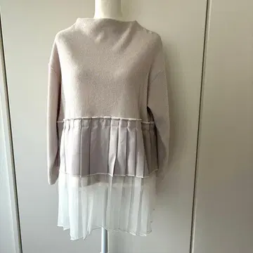 에이미 로우 그레이지 쉬폰 프릴 니트 플리츠 슬로브 이에나