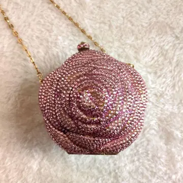 장미형 스톤 장식 클러치백