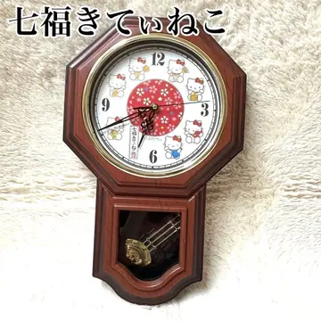 레어템 칠복 키티 고양이 벽걸이 시계 괘종시계 앤티크 키티 일본풍