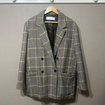 Bershka 체크 무늬 더블 브레스트 자켓 M