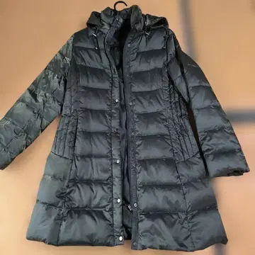 블랙 퀼팅 다운 롱 코트