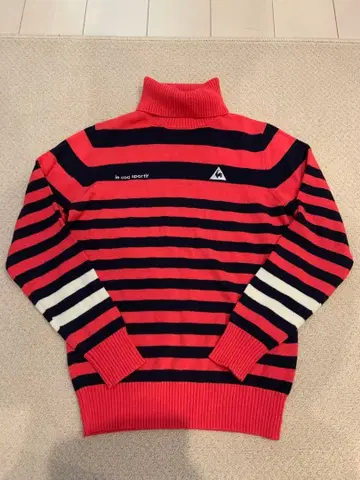 르꼬끄골프 터틀 보더 니트 스웨터 핑크 네이비 화이트 L 새상품