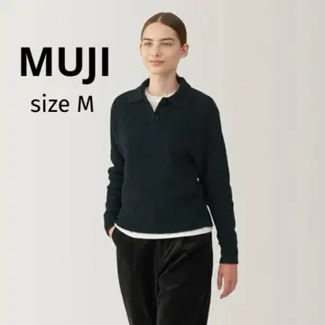 무인양품 MUJI 여성 울 혼방 부클레 폴로 스웨터 M