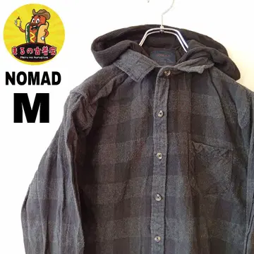 USA 구제 의류 NOMAD 플란넬 셔츠 후드티 M 블랙 그레이 체크