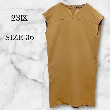 23구 슬리브리스 원피스 카멜 깔끔한 심플 루즈핏 S