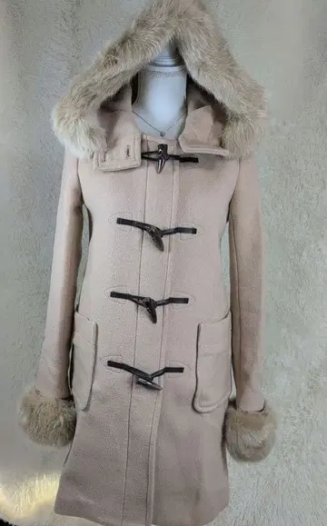 rienda 리엔다 헤이세이 갸루 베이지 더플 코트 인조 모피 부착